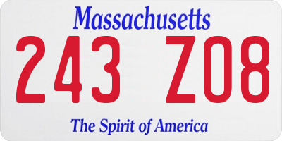 MA license plate 243ZO8