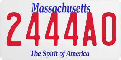 MA license plate 2444A0