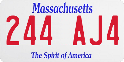 MA license plate 244AJ4