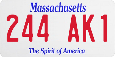 MA license plate 244AK1