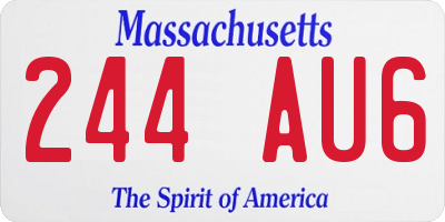 MA license plate 244AU6