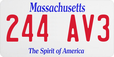 MA license plate 244AV3
