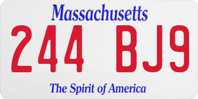 MA license plate 244BJ9