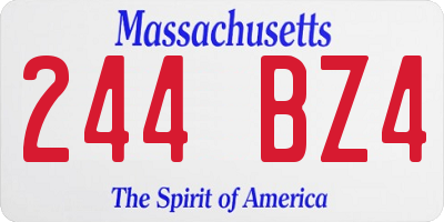 MA license plate 244BZ4
