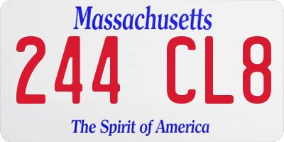 MA license plate 244CL8