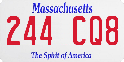 MA license plate 244CQ8