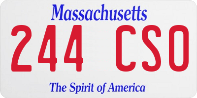 MA license plate 244CS0