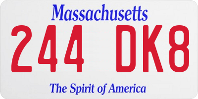 MA license plate 244DK8