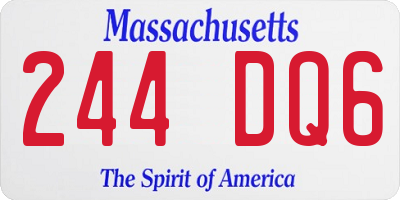 MA license plate 244DQ6