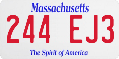 MA license plate 244EJ3