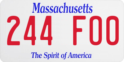 MA license plate 244FO0