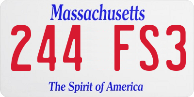MA license plate 244FS3