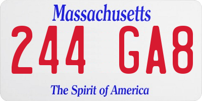 MA license plate 244GA8