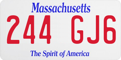 MA license plate 244GJ6
