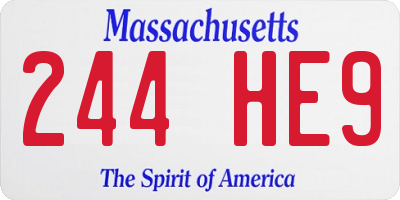 MA license plate 244HE9