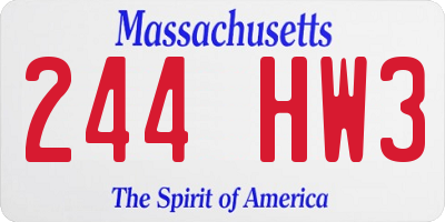 MA license plate 244HW3
