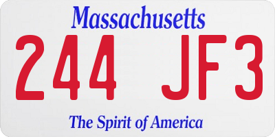 MA license plate 244JF3