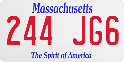 MA license plate 244JG6