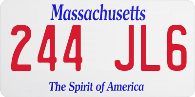 MA license plate 244JL6