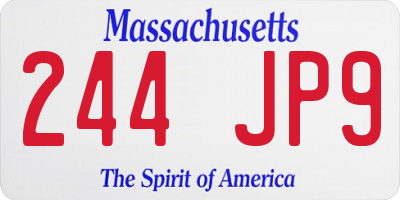 MA license plate 244JP9