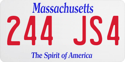 MA license plate 244JS4