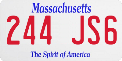 MA license plate 244JS6