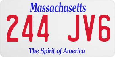 MA license plate 244JV6