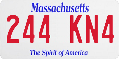MA license plate 244KN4