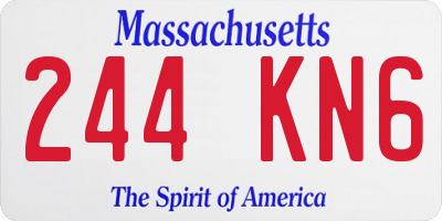 MA license plate 244KN6