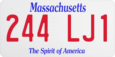 MA license plate 244LJ1