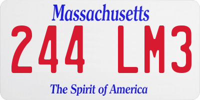 MA license plate 244LM3