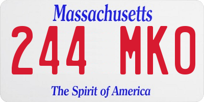 MA license plate 244MK0