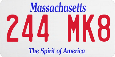 MA license plate 244MK8