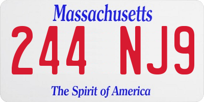 MA license plate 244NJ9