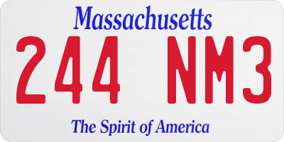 MA license plate 244NM3