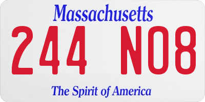 MA license plate 244NO8