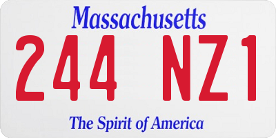 MA license plate 244NZ1