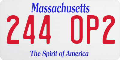 MA license plate 244OP2