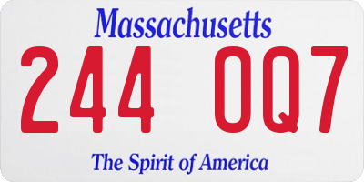MA license plate 244OQ7