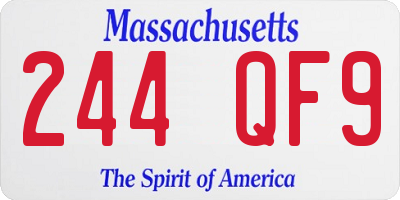 MA license plate 244QF9