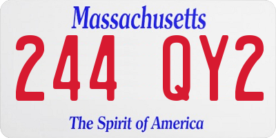 MA license plate 244QY2