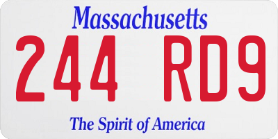 MA license plate 244RD9