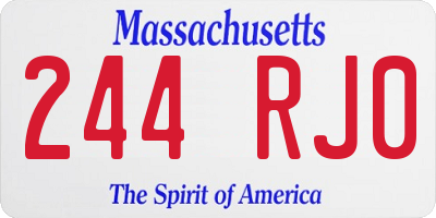 MA license plate 244RJ0