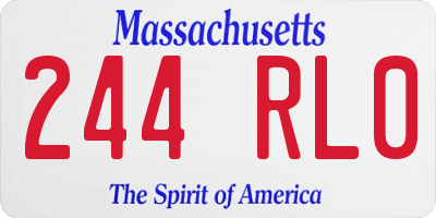 MA license plate 244RL0