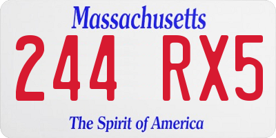 MA license plate 244RX5