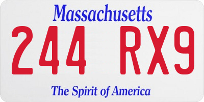 MA license plate 244RX9
