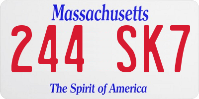 MA license plate 244SK7