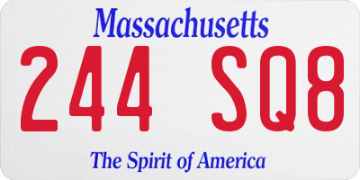 MA license plate 244SQ8