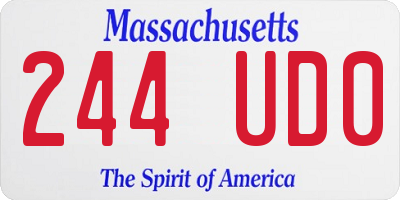MA license plate 244UD0