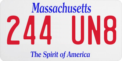 MA license plate 244UN8